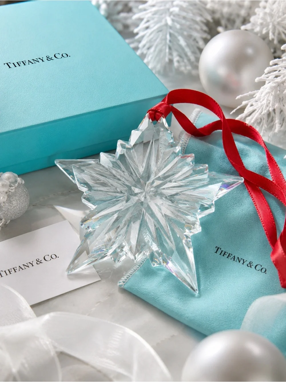 2001 Tiffany & Co. 10 Point Crystal Star Ornament Rare Retired Holiday Decor 4”